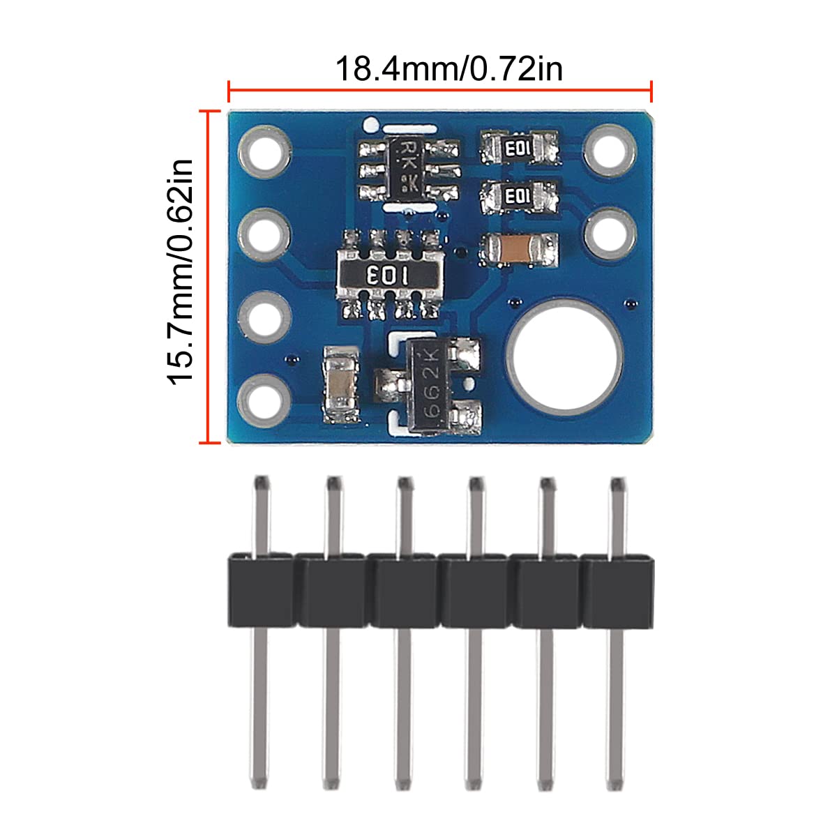 ACEIRMC 6pcs VL53L0X Laser Ranging Sensor Module GY-530 VL53L0X Time-of-Flight (ToF) Laser Ranging Sensor Breakout 2.8-5V I2C IIC Interface