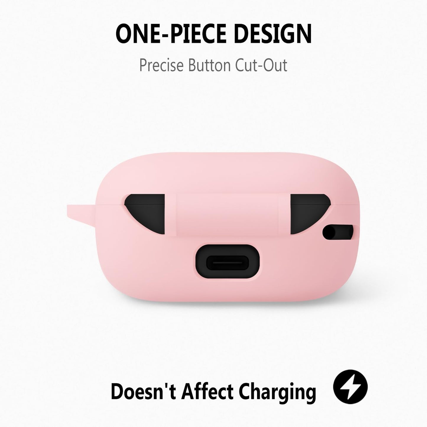 Geiomoo Silicone Cover for Anker Soundcore P31i Case, Anker Soundcore R60i NC Case, Soft Flexible Scratch Resistant Protective with Carabiner (Pink)