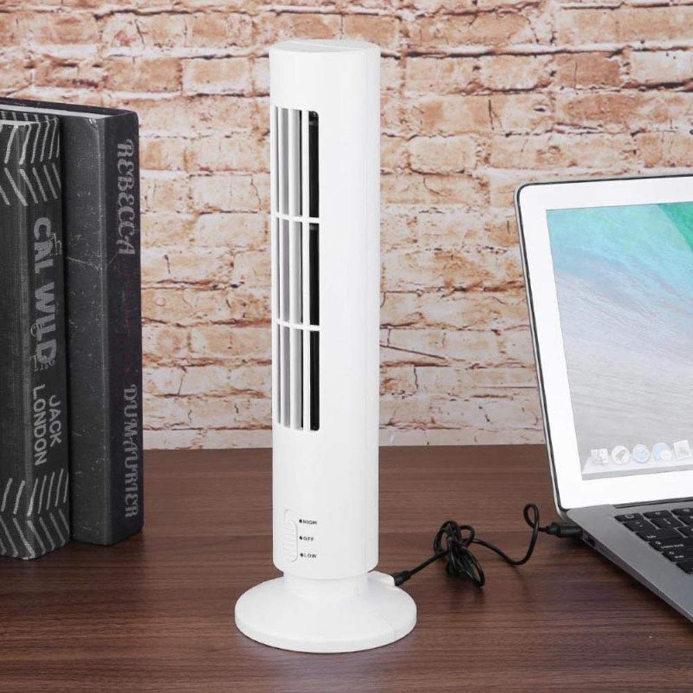 Portable Air Cooler Vertical Bladeless Fan, Cool with 2 Speeds, USB Desktop Air Conditioner Fan Mini Cooling Tower Fan for Home Large Room Office