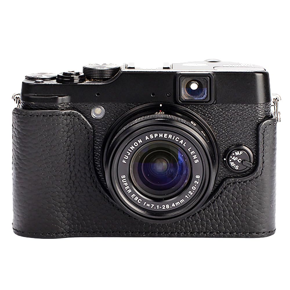 DBZZ Handcrafted Genuine Leather Camera Case Retro Style Half-Wrap Camera Case For FUJIFILM X10 X20 (Black)