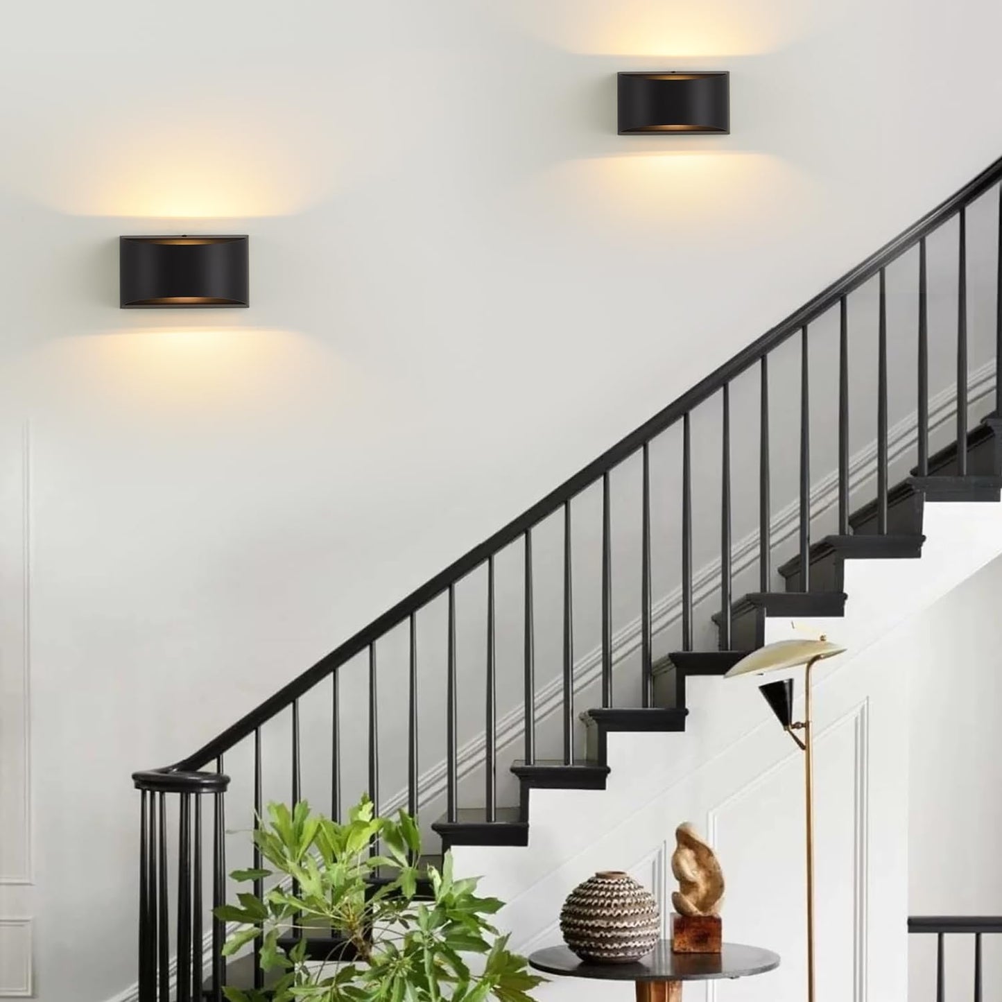 SHIWEIDA Black Modern LED Wall Sconces,Hardwired Wall Sconces with 3 Color Dimmable Indoor Up and Down Wall Mount Light Hardwired Indoor Wall