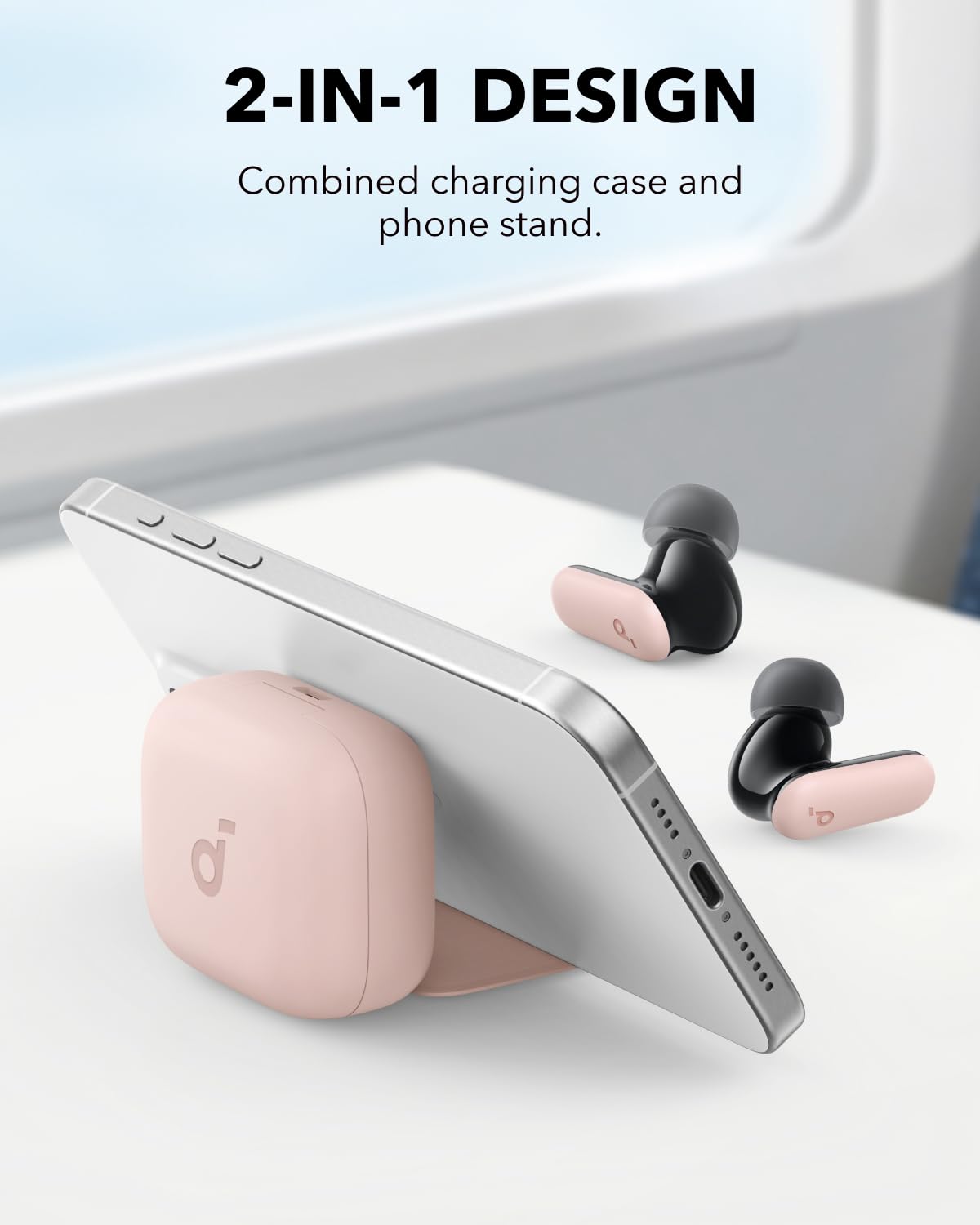 Soundcore P30i by Anker Noise Cancelling Earbuds, Strong and Smart Noise Cancelling, Powerful Bass, 45H Playtime, 2-in-1 Case and Phone Stand, IP54