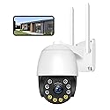 Security Camera Outdoor Wired with Night Vision Color, 360 WiFi Cameras for Home Security, Waterproof Video Surveillance Cameras, Motion Detection