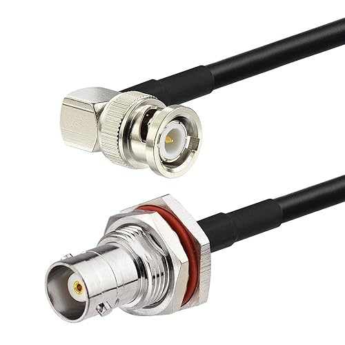 Eightwood BNC Bulkhead Female to BNC Male Right Angle Adapter RG58 Cable 50cm/ 1.6 feet