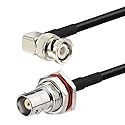 Eightwood BNC Bulkhead Female to BNC Male Right Angle Adapter RG58 Cable 50cm/ 1.6 feet