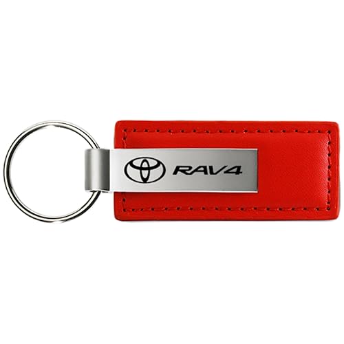 AU-TOMOTIVE GOLD, Inc. Officially Licensed Red Leather Key Fob for Toyota Rav4