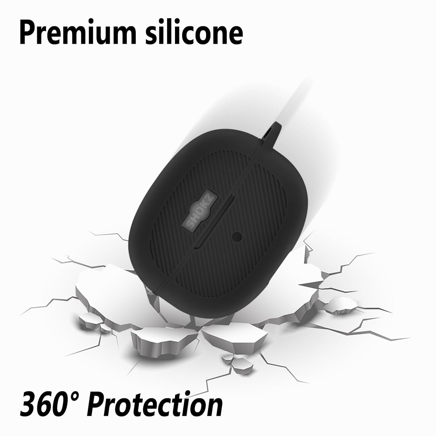 Geiomoo Silicone Case for SHOKZ OpenDots ONE, Soft Flexible Scratch Resistant Protective Cover with Carabiner (Black)