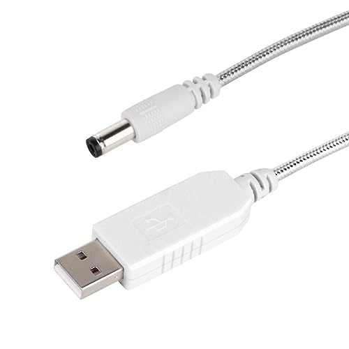 DC 5V to DC 12V USB Voltage Step Up Converter Cable,with Nylon Weave,for DC5.5mm*2.5mm,1.0M (5.5x2.5mm, White)