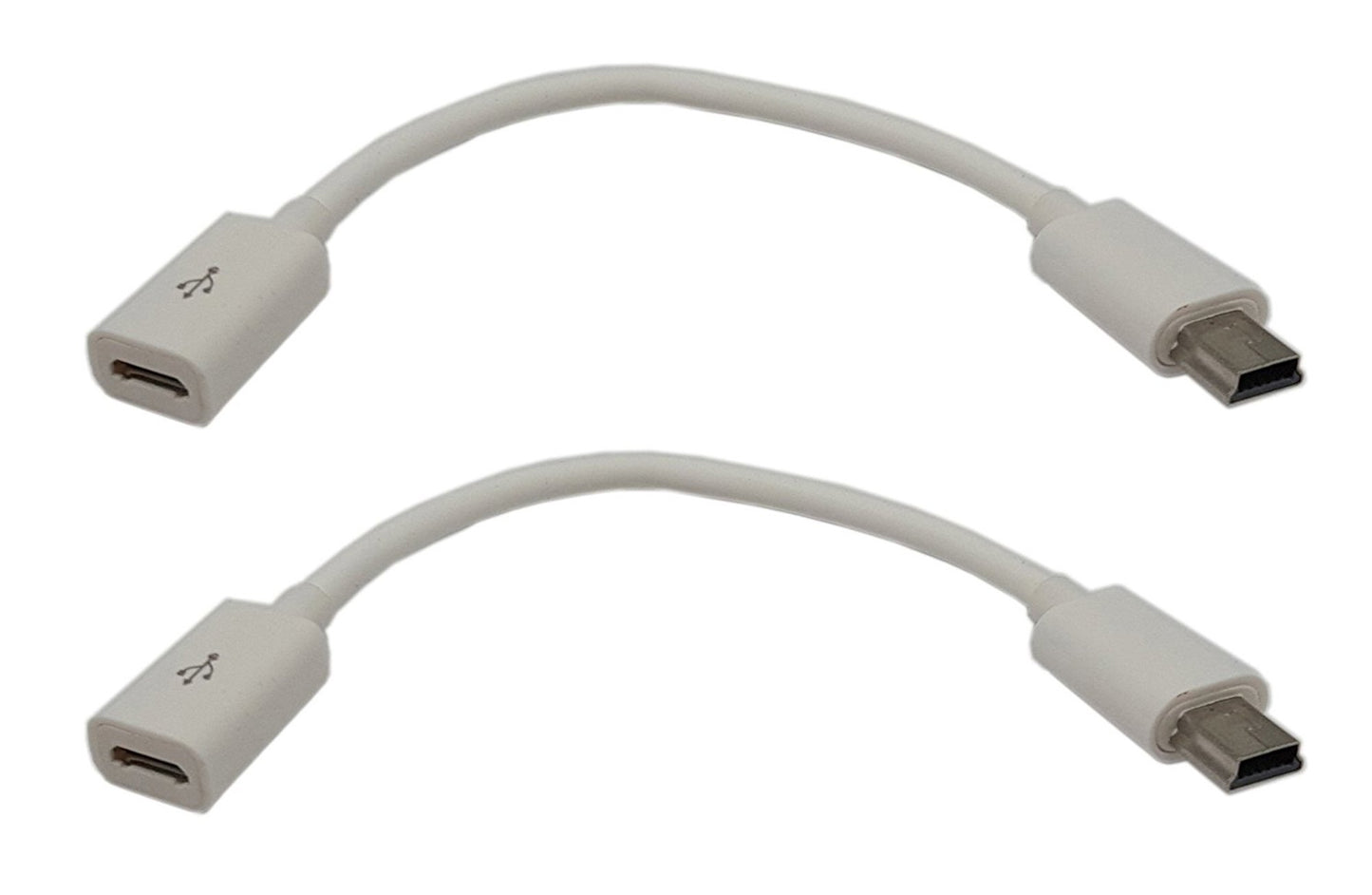 zdyCGTime Micro USB to Mini USB Extension Cable Micro USB Female to Mini USB Male Charging & Sync Adapter Cable Cord(2 Pack White
