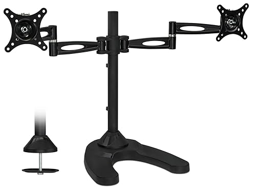 Mount-It! Dual Monitor Stand for Desk, Adjustable Monitor Stand for 2 Screens up to 27", 22 lbs Each, VESA 75x75 100x100, Full Motion Arms, Free