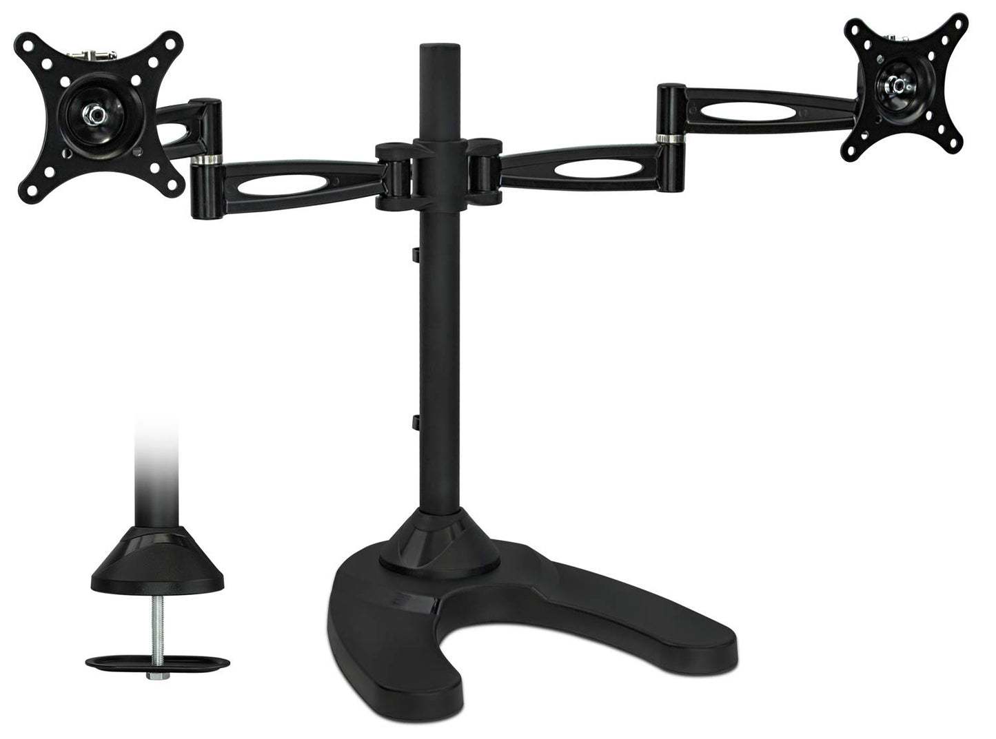 Mount-It! Dual Monitor Stand for Desk, Adjustable Monitor Stand for 2 Screens up to 27", 22 lbs Each, VESA 75x75 100x100, Full Motion Arms, Free