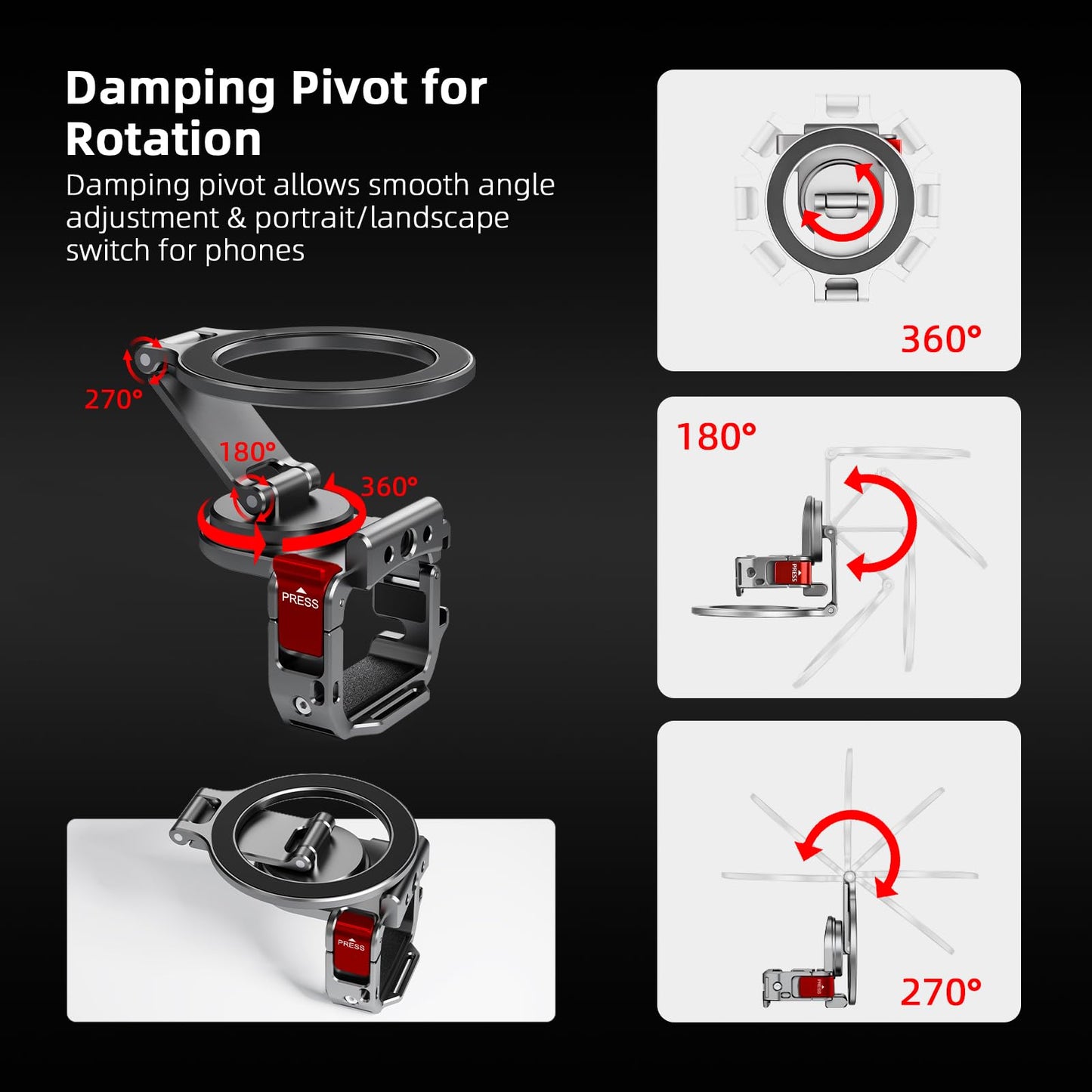 BRDRC Pocket 3 Magnetic Mount, Phone Holder for MagSafe Aluminum Alloy Magnet Expansion Adapter with Cold Shoe for DJI OSMO Pocket 3 Creator Combo/for
