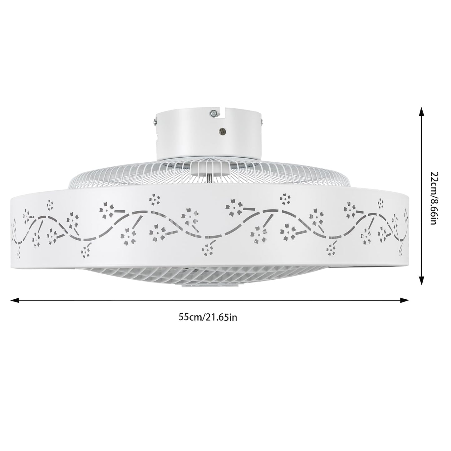 TFCFL 22" Dimmable Ceiling Fan with Light, Modern Low Profile Fan with Remote & Smart APP Control 3 Colors 6 Speeds Semi Flush Mount Round Invisible