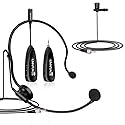KIMAFUN Wireless Microphone System, 2.4G Wireless Headset and Lavalier Lapel Microphones for iPhone, Android Phone, Laptop and Speaker, Designed for