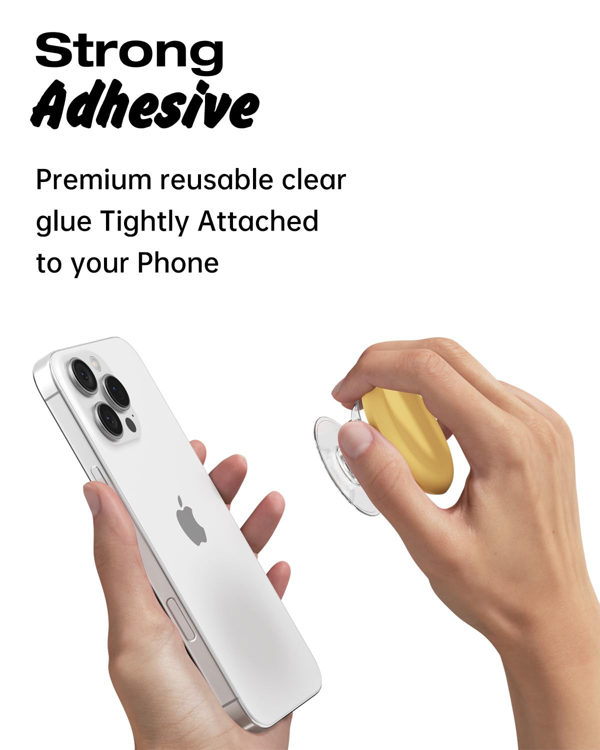 Svanove Silicone Adhesive Phone Grip Holder, Cute Collapsible Stick on Cell Phone Grips Stand Kickstand for iPhone Samsung, Slim Thin Matte Solid