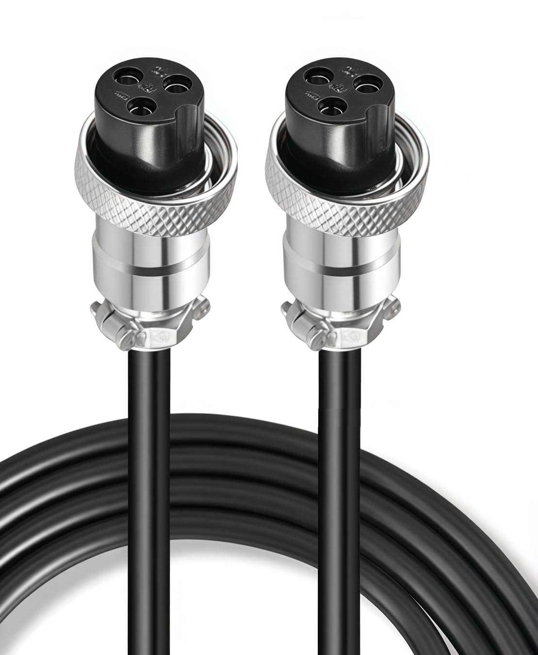 Triowei GX16 3 Pin Aviation Connector Cable, 9.84FT Double Female Extension Cord with Panel Mount, Circular Metal Plug Wire for Industrial Equipment