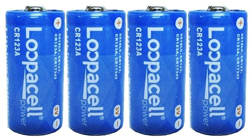 LOOPACELL Lithium CR123A 3V Batteries x 4 (Non Rechargeable Batteries)
