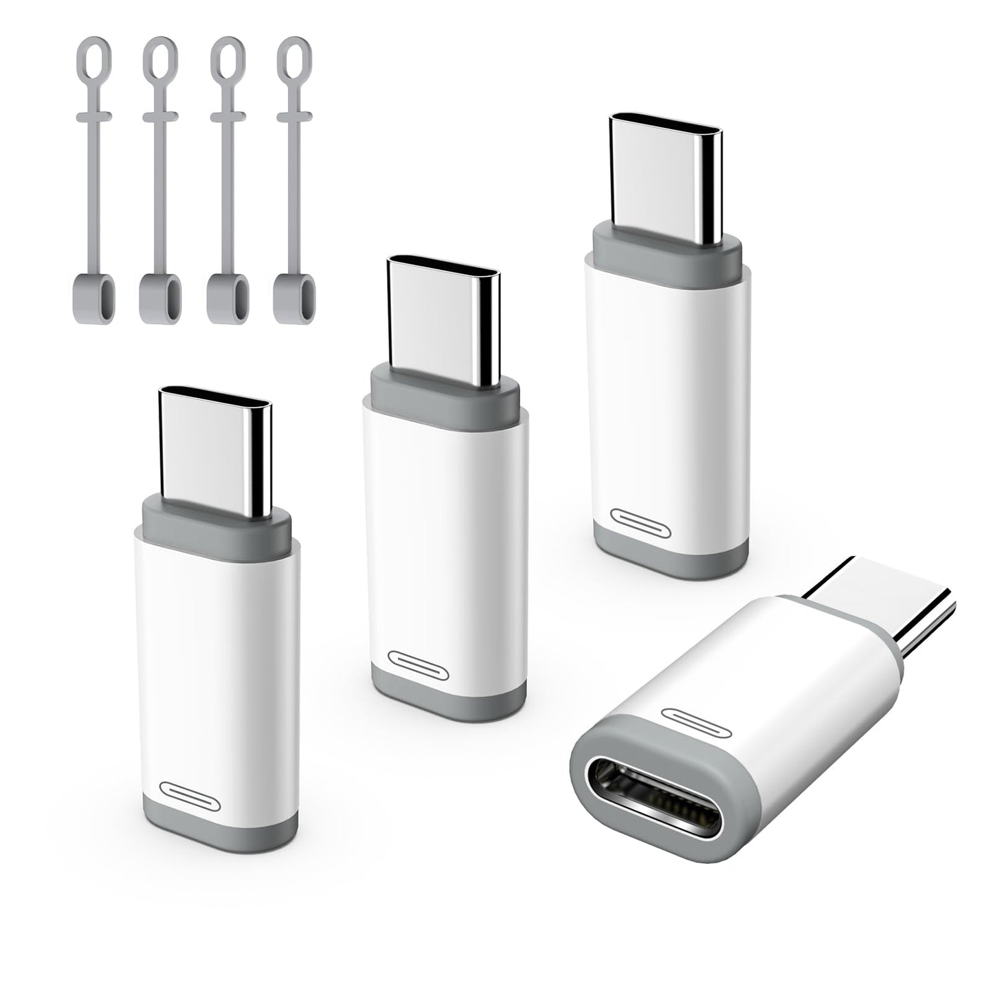 TiMOVO Lightning Female to USB C Male Adapter, 4 Pack USB C to Lightning Adapter Supports Charging & Data Sync with Anti-Lost Loop for iPhone 17/16…