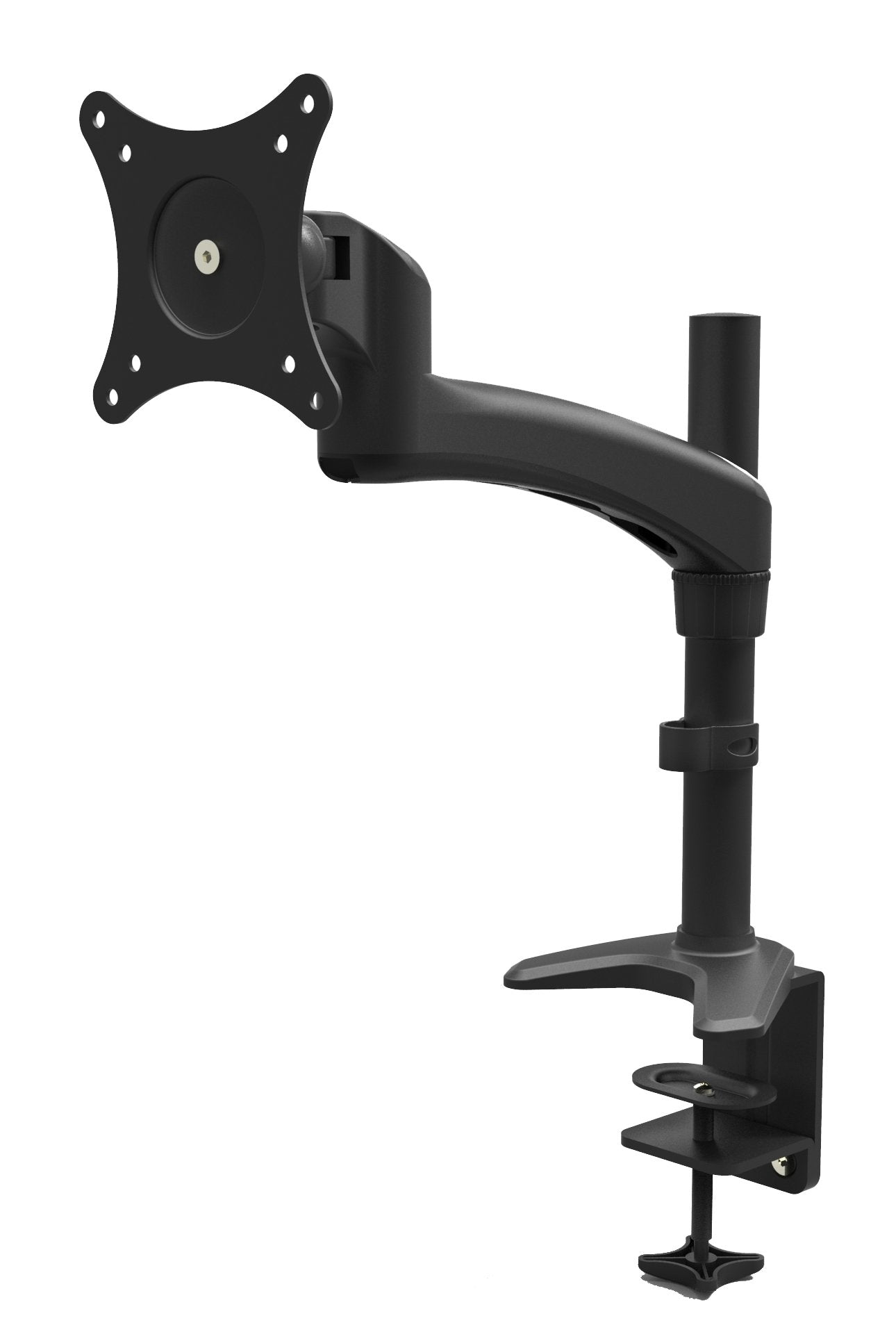 2xhome -New Ergonomic Fully Height Adjustable Easy Articulating Tilting Black Desk Pole Mount Bracket Desktop Flat Panel Clamp Stand for Single LCD