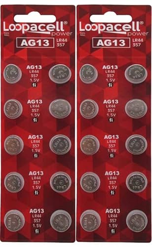 LOOPACELL LR44 AG13 357 303 SR44 Battery 1.5V Button Coin Cell 20 Batteries