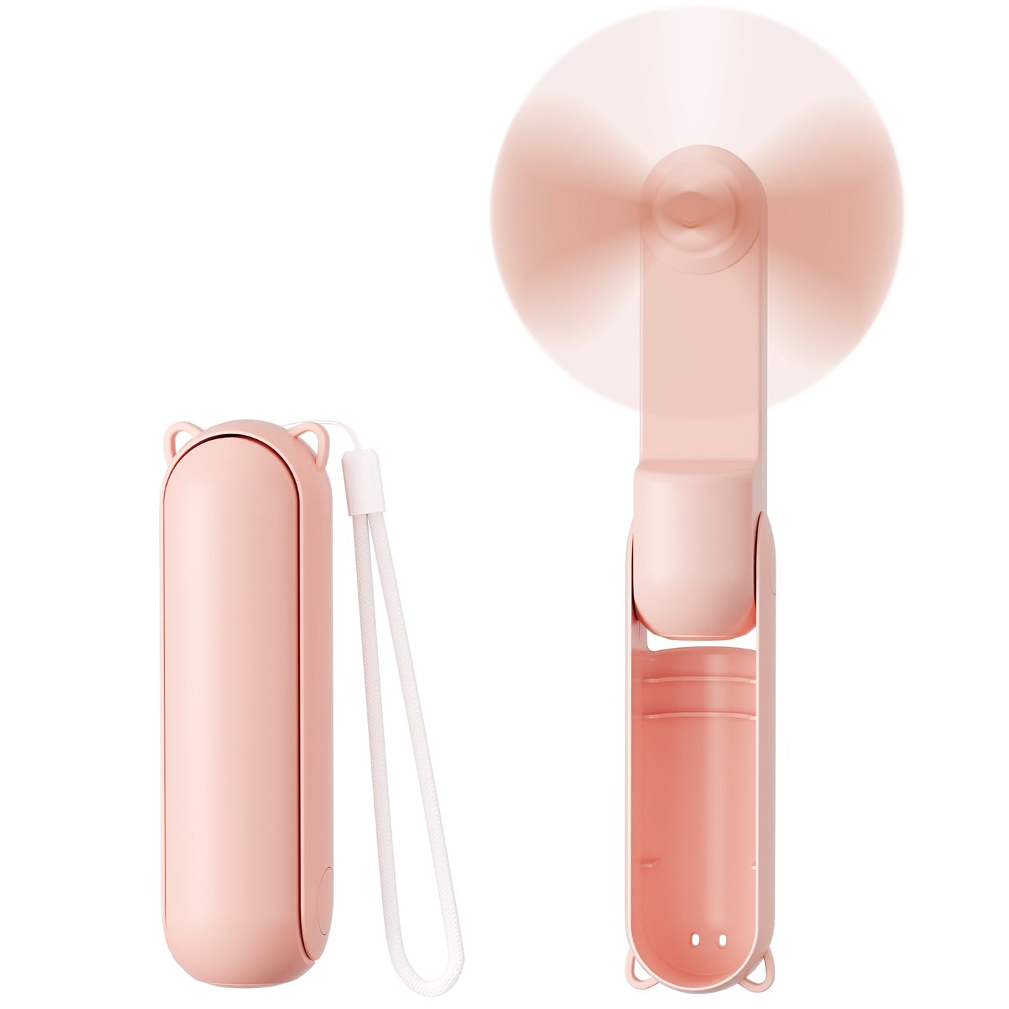 Portable Fan Mini Handheld Fan, Cute Pocket Personal Fan, USB Rechargeable Travel Fan with Power Bank & LED Flashlight, Foldable Small Cooling Fan