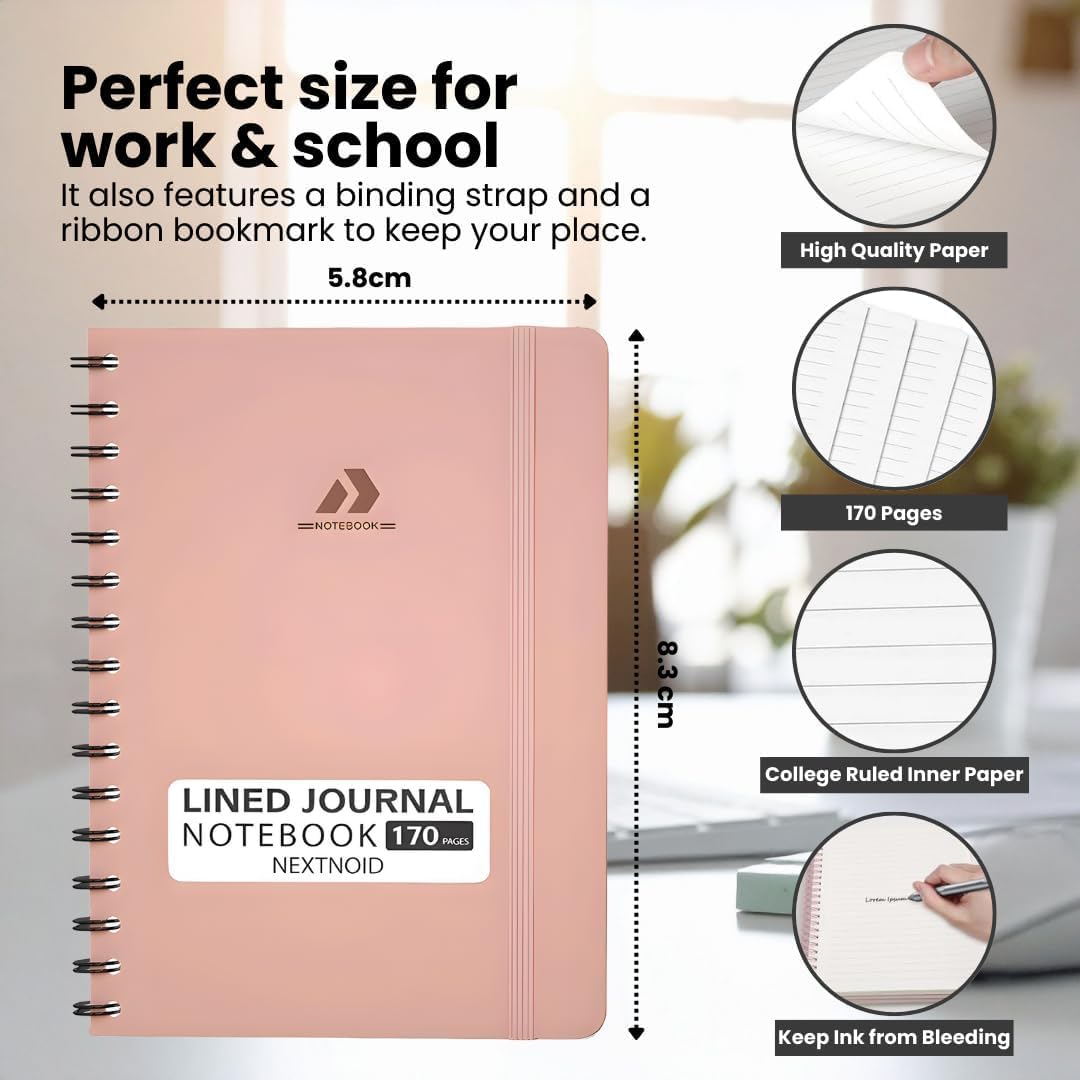 Nextnoid A5 Lined Spiral Notebook - 170 Page, College Ruled, Woodland Olive