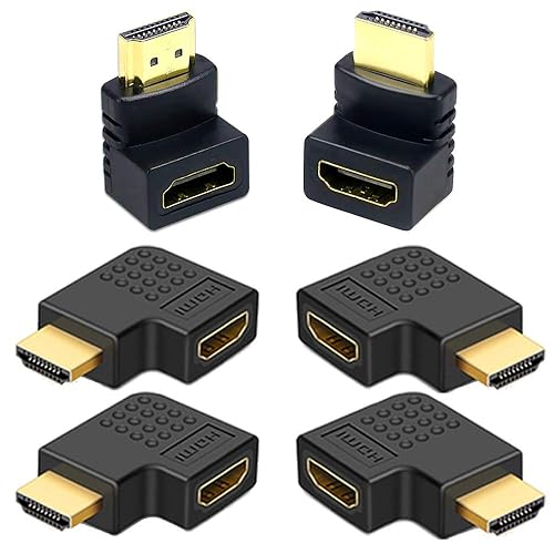 6Pack 3D and 4K HDMI Angled Adapter Combo 2 Pcs 90 and 270 Degree 4 Pcs Vertical Flat Left and Right 90 Degree Male to Female HDMI Adapter TV