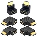 6Pack 3D and 4K HDMI Angled Adapter Combo 2 Pcs 90 and 270 Degree 4 Pcs Vertical Flat Left and Right 90 Degree Male to Female HDMI Adapter TV