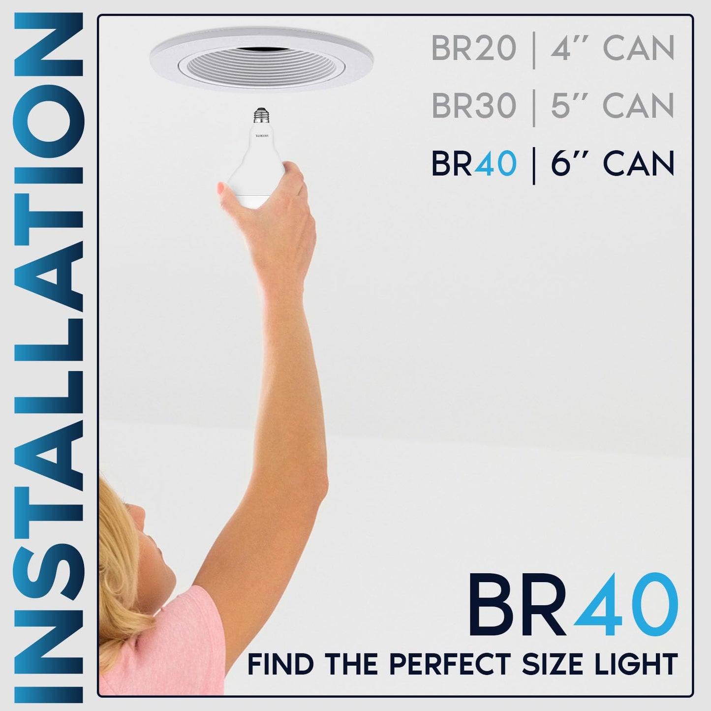 LUXRITE BR40 LED Light Bulbs, 85W Equivalent, 3500K Natural White (2 Pack)