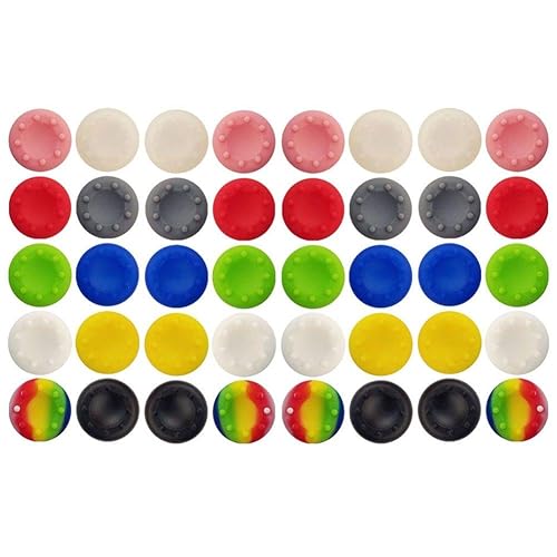 40 Pcs Colorful Silicone Accessories Replacement Part Thumb Grip Cap Cover, Analog Controller Thumb Stick Grips Cap Cover for PS2, PS3, PS4, Xbox 360