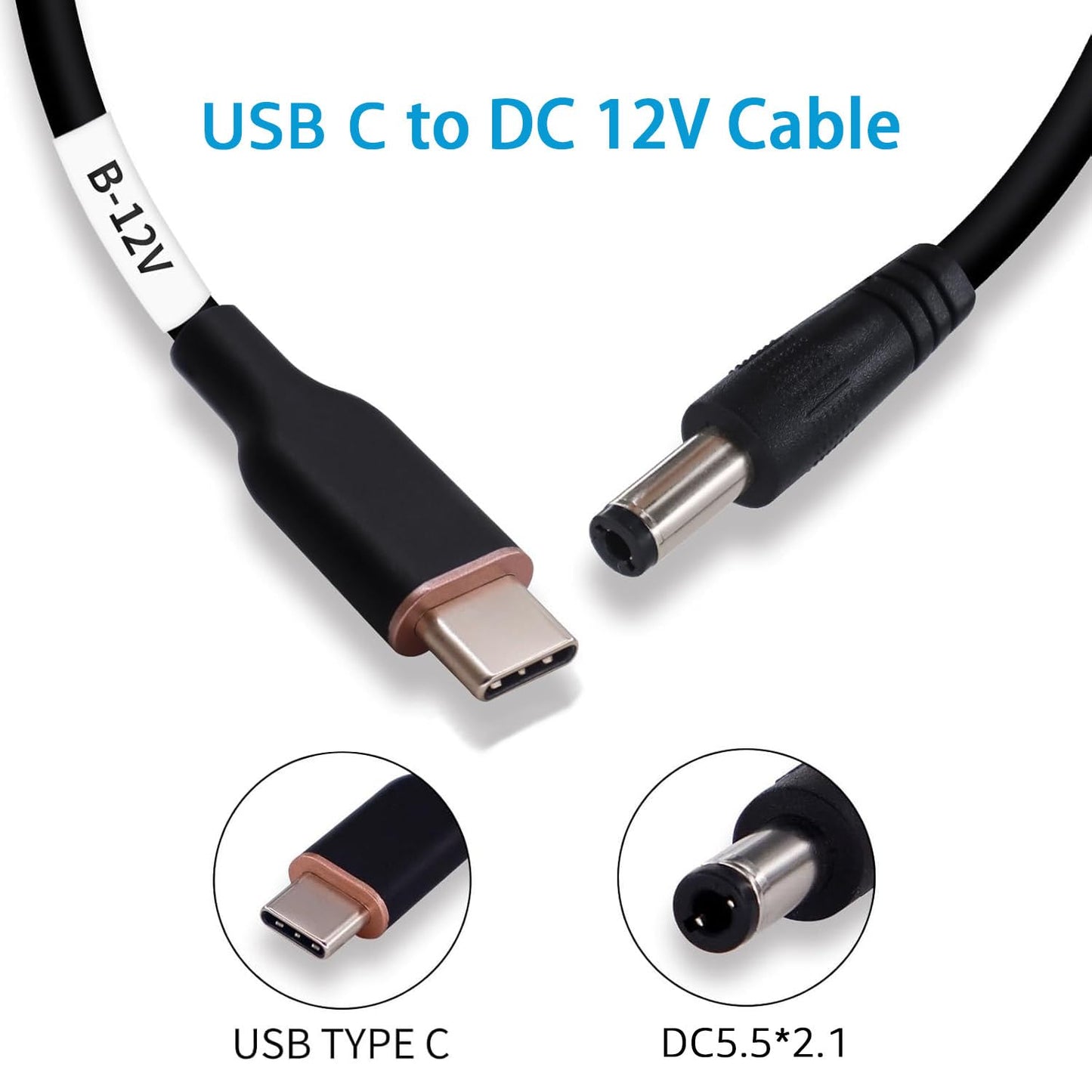 DSD TECH MagicConn SH-CP12B USB Type C PD to DC Power Cable(55x21)-12V