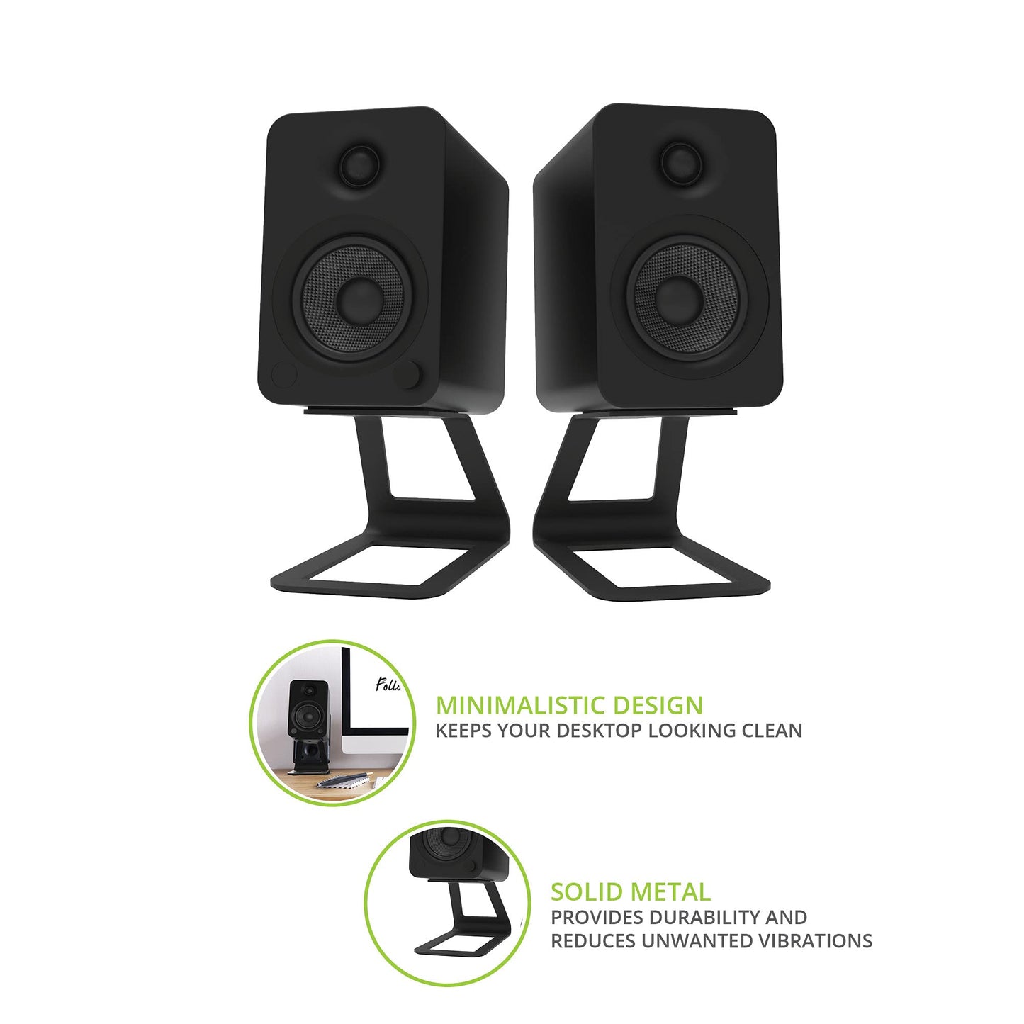 Kanto SE4 Elevated Desktop Speaker Stands for Medium Bookshelf Speakers & Mid-Size 3”-4” Studio Monitors | 5.6” Tall | Supports 9 lbs | Damping 2.0 mm