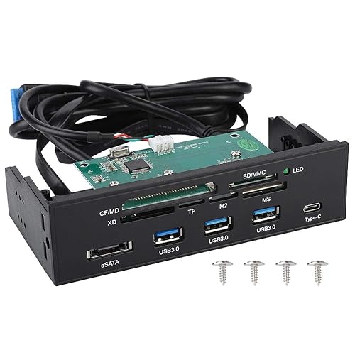 Internal Card Reader 5.25inches High Speed Front USB 3.0 Interface Multifunction Internal Card Reader Dashboard PC Front Panel,Equipped with eSATA