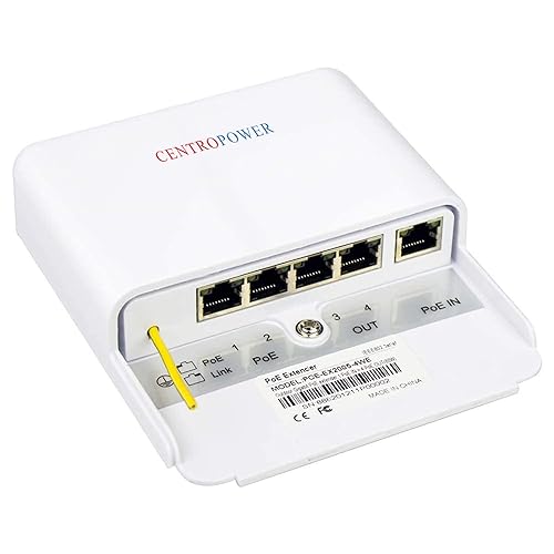Outdoor 5 Port PoE Switch/Extender/Booster, 60W 48V 10/100/1000M POE Passthrough Switch Outdoor Ethernet Extender?PoE Repeater,6KV Lightning