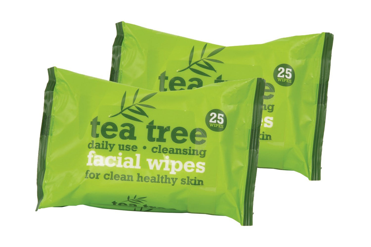 Tea Tree Daily Use Cleansing Facial Face Make Up Wipes (2 X 25 Packs)