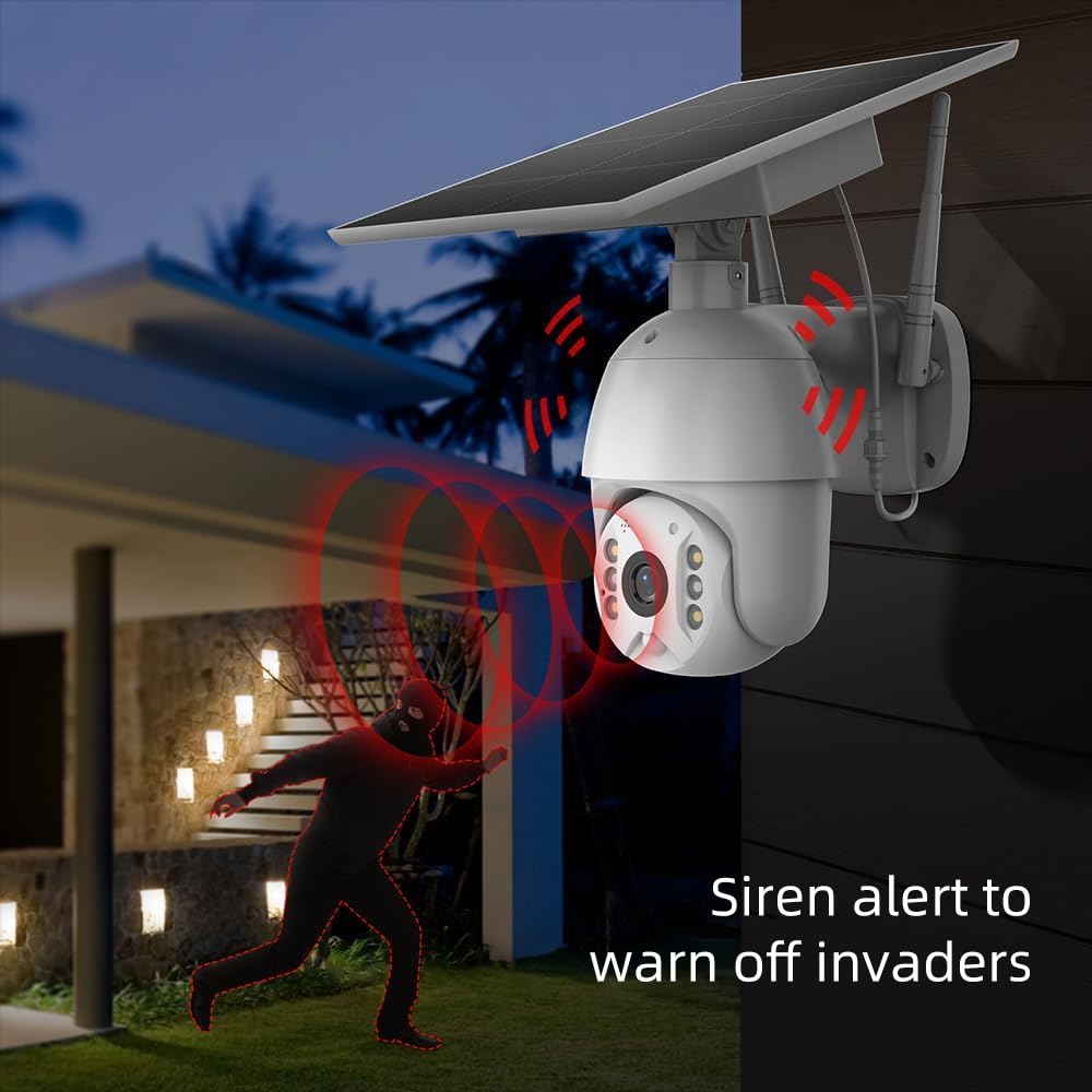 SOLIOM Solar Powered Security Camera Outdoor Wireless, 360 Pan Tilt WiFi Camera with Color Night Vision, PIR Human Detection, 2-Way Talk, Cloud