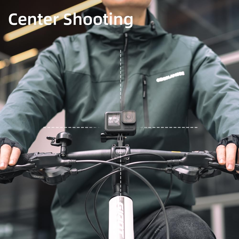 SUREWO Aluminum Handlebar Bike Pole Mount,Bicycle Handlebar Stem Clamp Mount Compatible with Go Pro Hero 13/12/11/10/9/8/7/6/5 Black,DJI Osmo Action