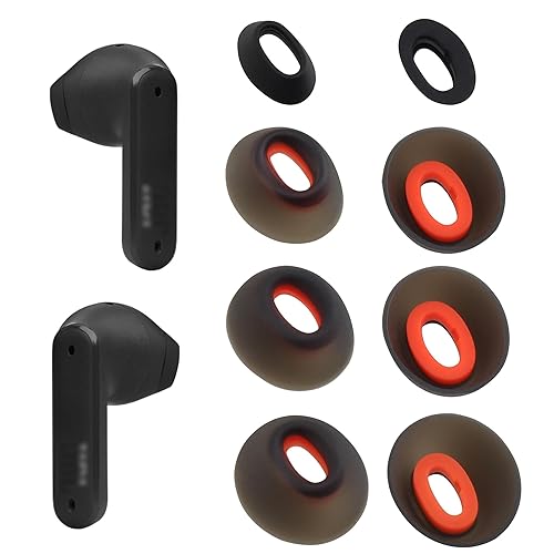 NANLANFAN Replacement Silicone Ear Tips for JBL Tune Flex Wireless Earbuds (Black, XS/S/M/L)
