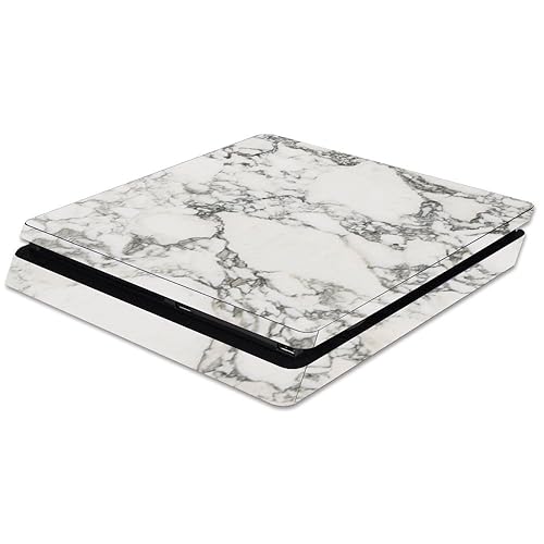 MightySkins Skin Compatible with Sony PS4 Slim Console - White Marble | Protective, Durable, and Unique Vinyl Decal wrap Cover | Easy to Apply