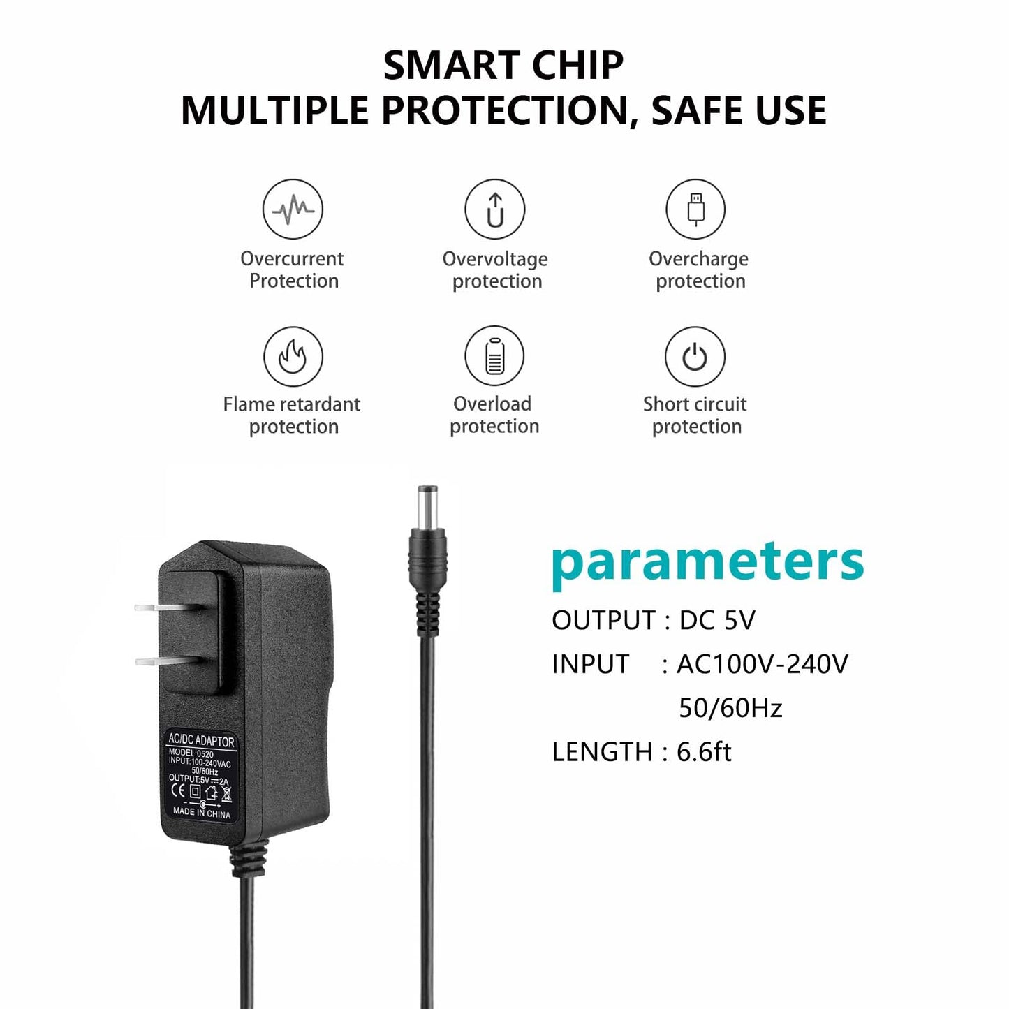 5V AC Power Cord Adapter Charger Compatible for Philips, Skylight, HP, Aluratek, BSIMB Smart Digital Picture Frame Cameras Power Supply Cable (Not…