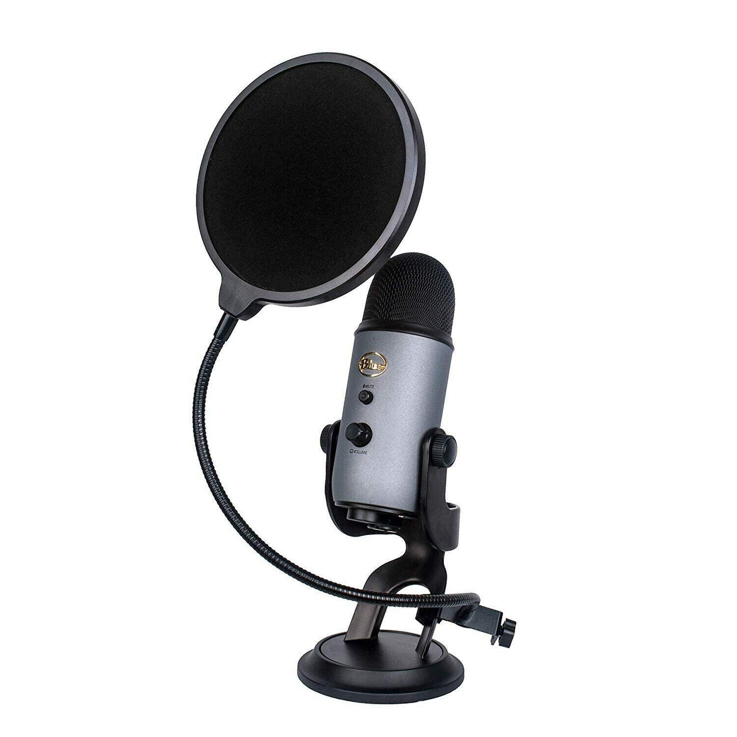 Dragonpad USA Microphone Pop Filter, for Blue Yeti, Blue Snowball - Flexible Gooseneck Microphone Mount and Double Layer Sound Shield Guard Windscreen