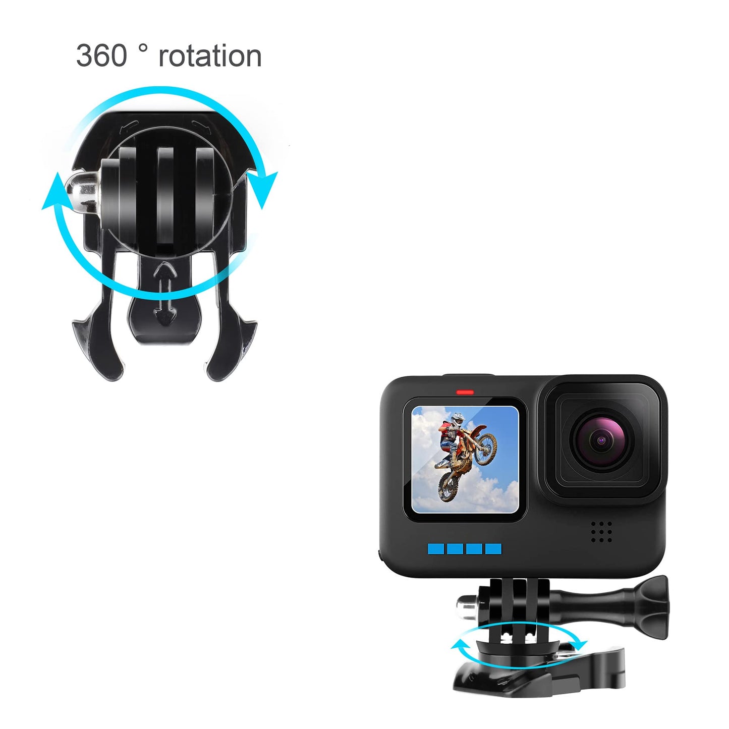 SOONSUN Quick Release Tripod Mount, Thumbscrew, 360 Degree Rotate Swivel Buckle Mount for GoPro Hero 13 12 11 10 9 8 7 6 5 4 Session 3+,3, GoPro Max