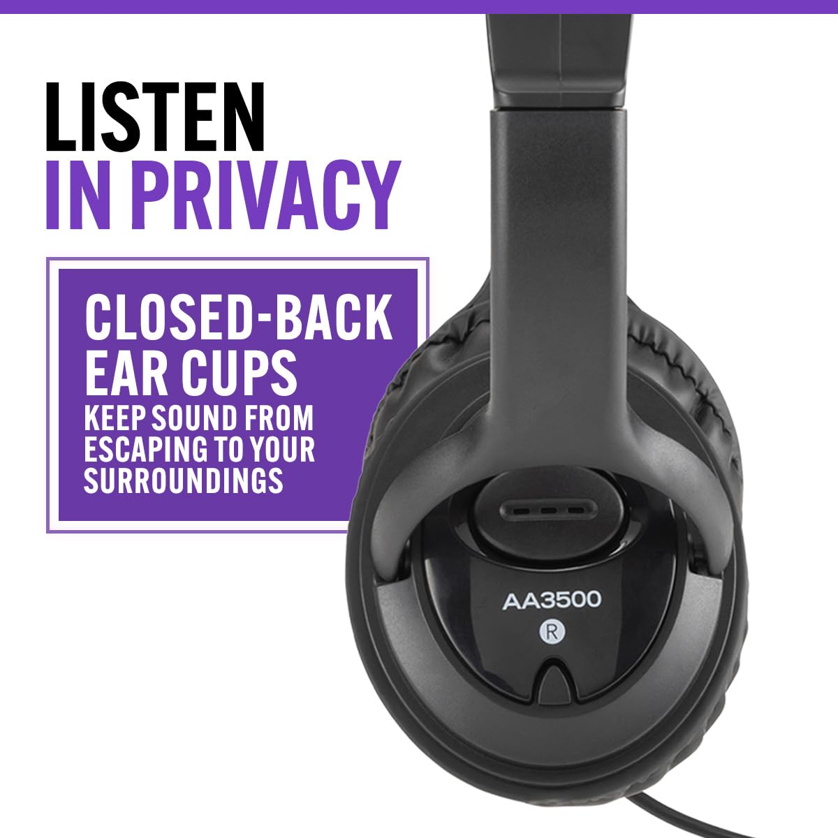 On-Stage AA3500 Wired Headphones (Closed-Back Padded Ear Cups, Adjustable Headband, Built-In 6' Cable with 1/8″ jack and 1/4″Adapter, 40 mm, 32 Ohm…