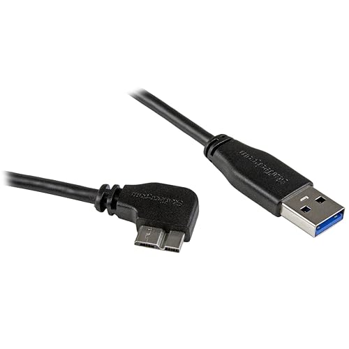 StarTech.com 2m 6 ft Slim Micro USB 3.0 Cable M/M - Right-Angle Micro-USB - USB 3.0 A to Micro B - Angled Micro USB - USB 3.1 Gen 1 5Gbps