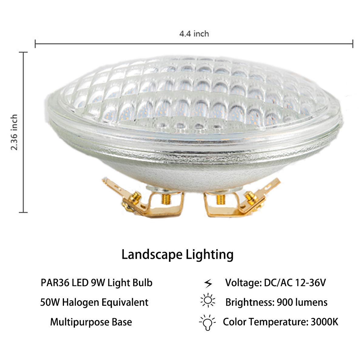 Beonllay PAR36 LED Landscape Bulb 9W 50 Watt Equivalent 3000K 12V 36V AC/DC