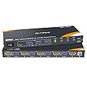 KCEVE USB 3.0 KVM Switch 4 Computers 1 Monitor HDMI 8K@60Hz, 4K@144Hz, KVM Switch 4 Port for 4 Computer Share Keyboard Mouse, Power Adapter, Wired