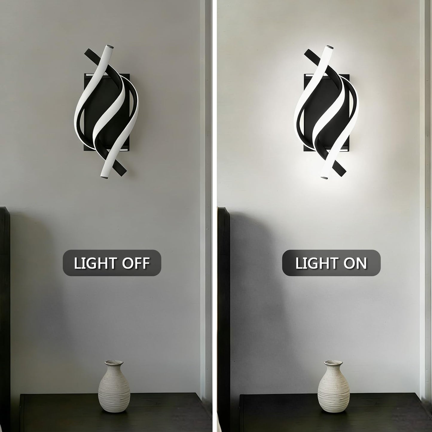 GLWET Wall Sconce of 2, Modern Wall Light Fixture Black Wall Mount Light for Mirror,Bedside, Bathroom, Bedroom, Hallway