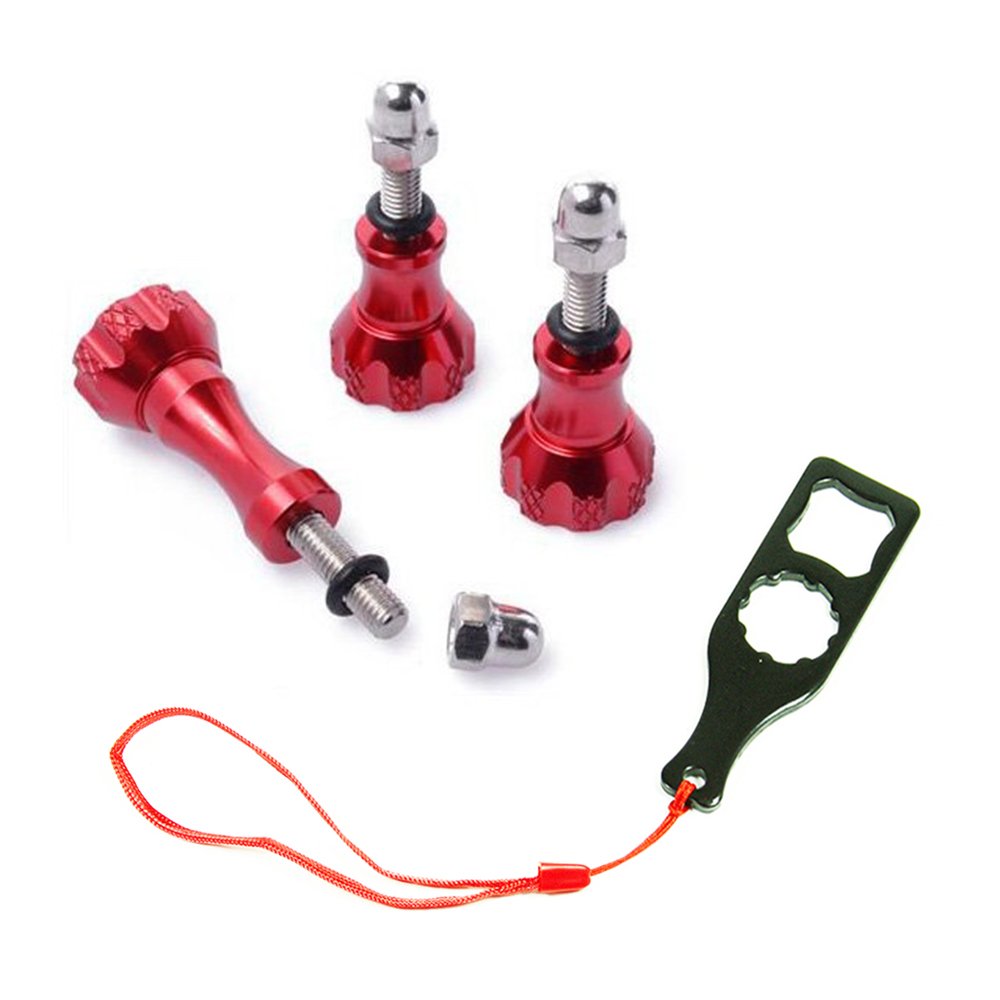 Action Mount® Adapter for Smartphone Plus Thumb Screw Set/ 3 Pieces | Aluminum Stainless Knob Bolt Nut Screw - Red + Includes Smartphone Mount Adapter