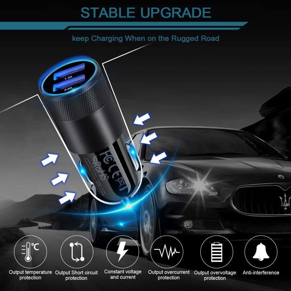 Type C USB Car Charger for Samsung Galaxy S21+ S21 Ultra 5G S20 FE S20+ S10 Plus Note20 A52 A51 A71 A72 A10e, Google Pixel 5 4a, Dual-Port Power