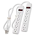 PowerEnvy 6-Outlet Surge Protector 2pk - 250 Joules, 2ft Cord, 15A/125V, 1875W Max - Right Angle Plug, Black - Home, Office, & Electronics Protection